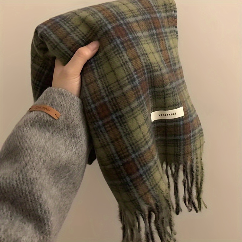 Vintage verde xadrez borla cac - Cashmere Pashmina Wrap avaliação e preço