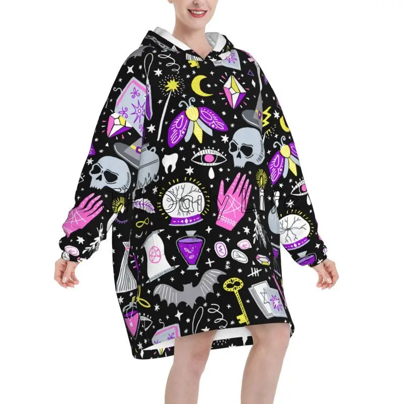 Magia bruxa goth cobertor de g - Sherpa Hoodie Fleece avaliação e preço